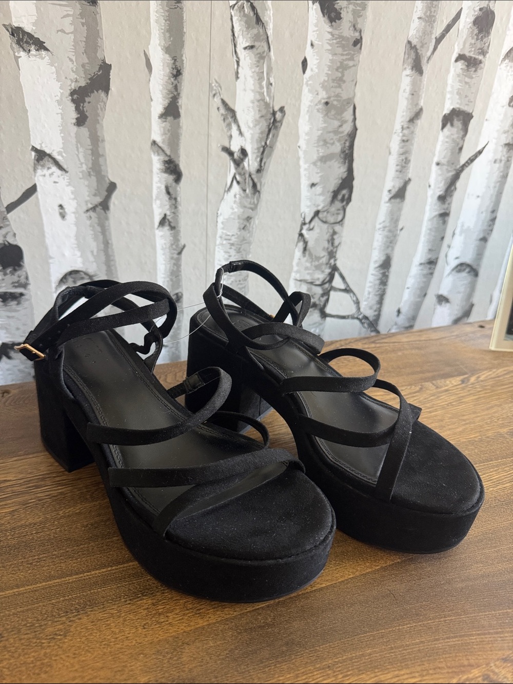 ASOS Black Strappy Platform Block Heel Sandals